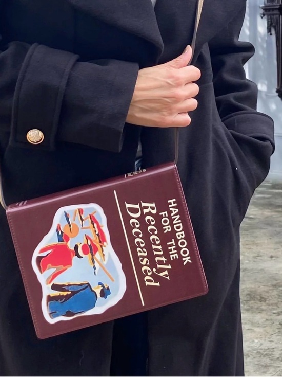 Spirit Handbags - New Beetlejuice novelty 'Handbook for the Recently Deceased' Burgundy Crossbody
